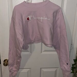 Pink cropped Champion Hoodie